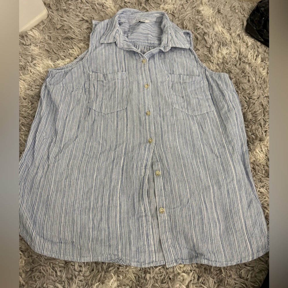 Sonoma Striped Sleeveless Button-Up Shirt